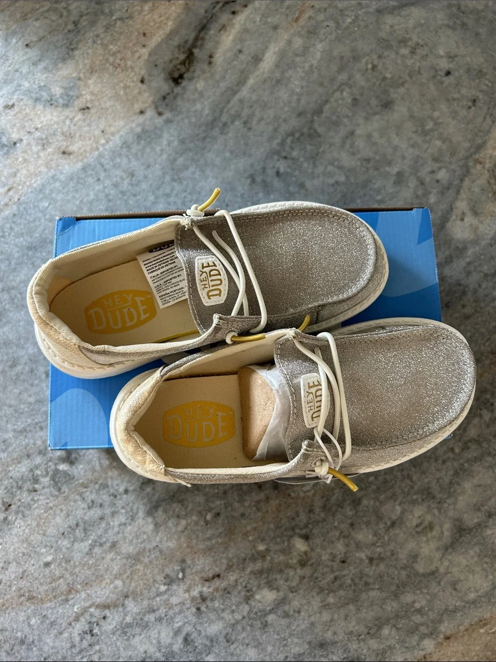 Hey Dude Kids Metallic Champagne Slip-On Sneakers